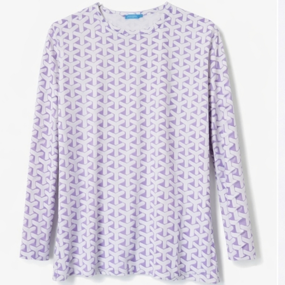 J McLaughlin Purple and White Print Top